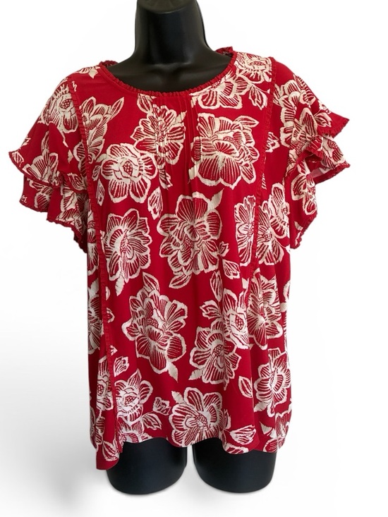 Nautica Tops - NWT Nautica Jeans Red and White Floral Top Size L